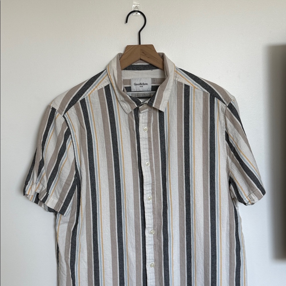 Goodfellow & Co Men's Striped Button Down Shirt - Black, Gray, Cream